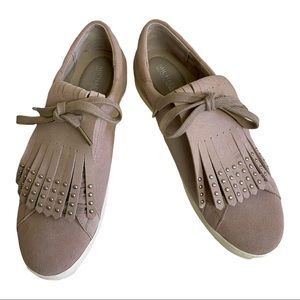 Michael Kors Keaton Kiltie Shoes Suede Leather Beige Tan Women's Size 9